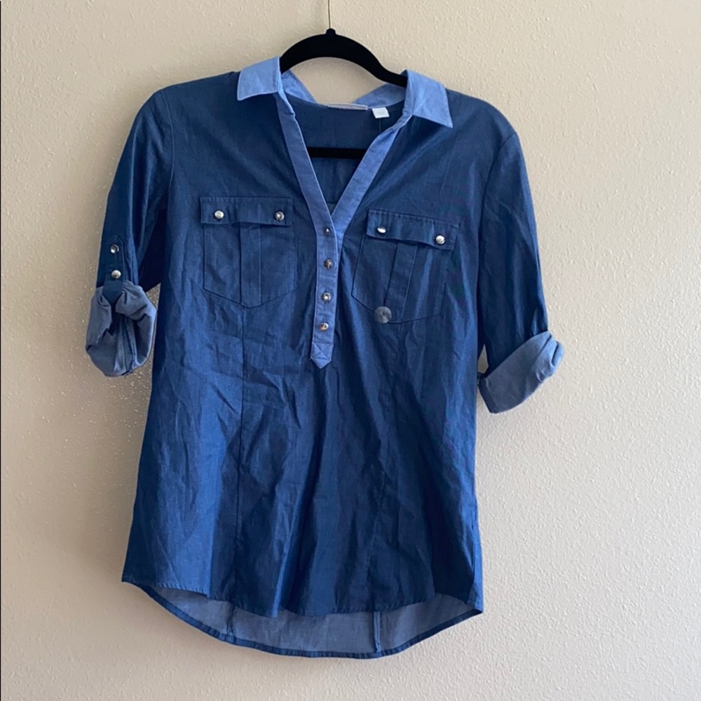 New York & Company Denim Shirt S